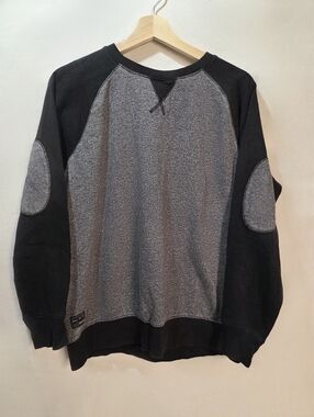 Ocean Current Sz M Black and Heathered Gray Crewneck Sweatshirt W/ Patch Elbows